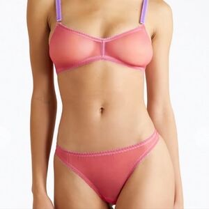 Dora Larson GRACIE CLEAN TULLE THONG Sheer Lace Edge Panties